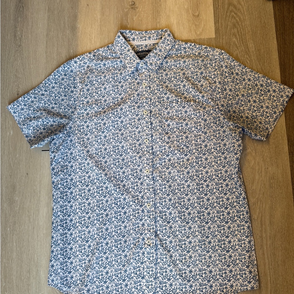 Heritage Blue and White Floral Button Down Shirt